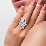 Load image into Gallery viewer, Designer Flower Diamond Cocktail Ring in platinum for Women JL PT R-010   Jewelove
