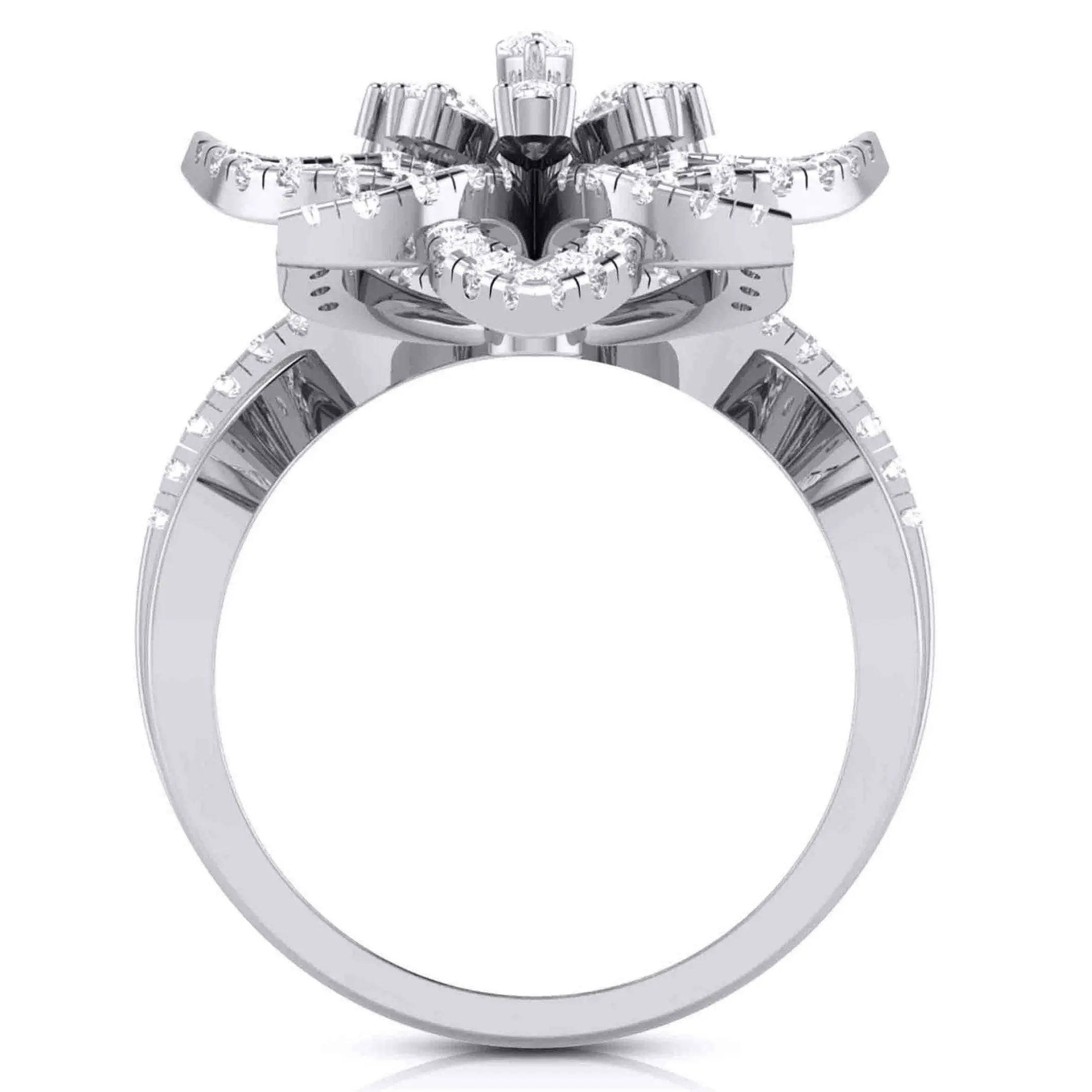 Designer Flower Diamond Cocktail Ring in platinum for Women JL PT R-010   Jewelove