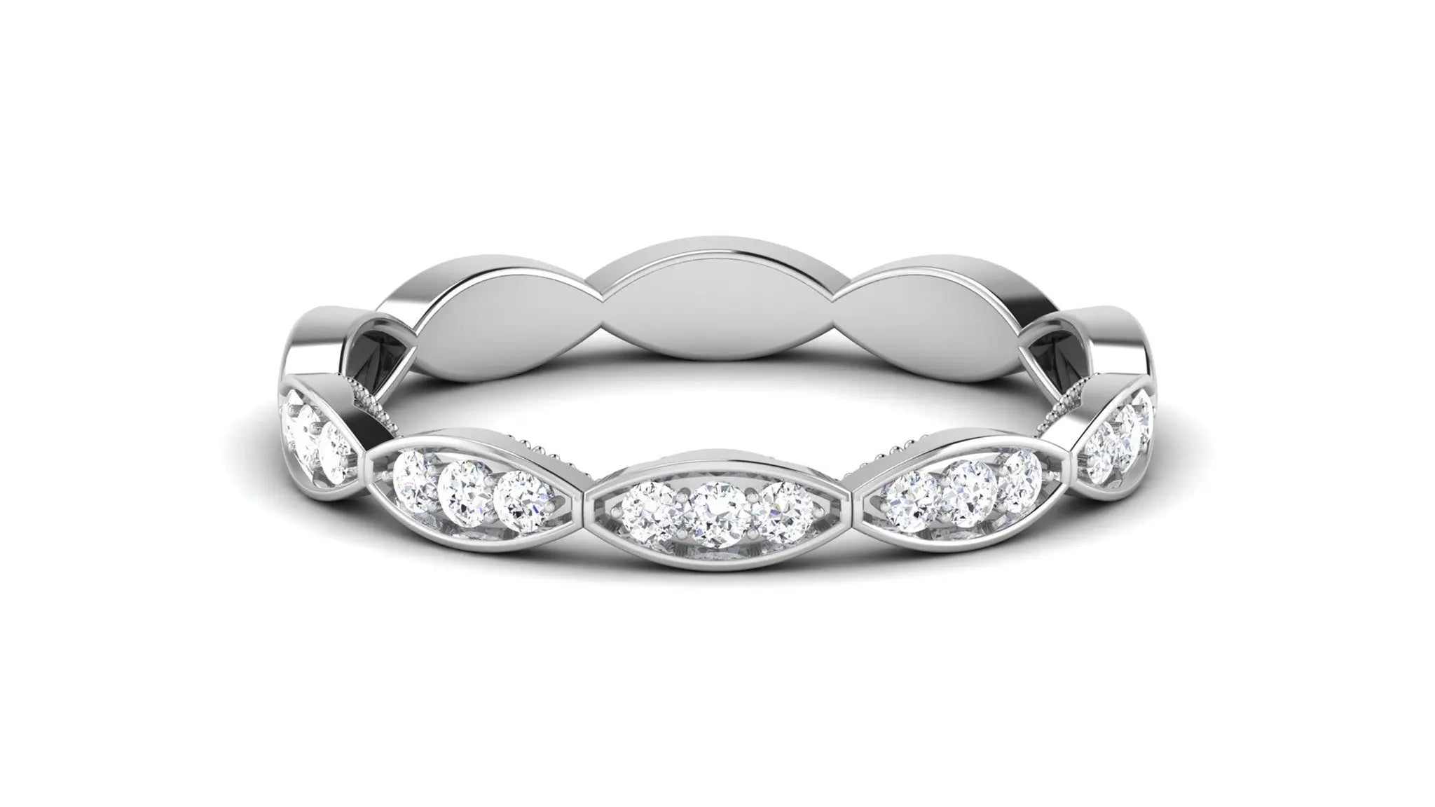 Designer Half Eternity Platinum Ring with Diamonds JL PT 442   Jewelove