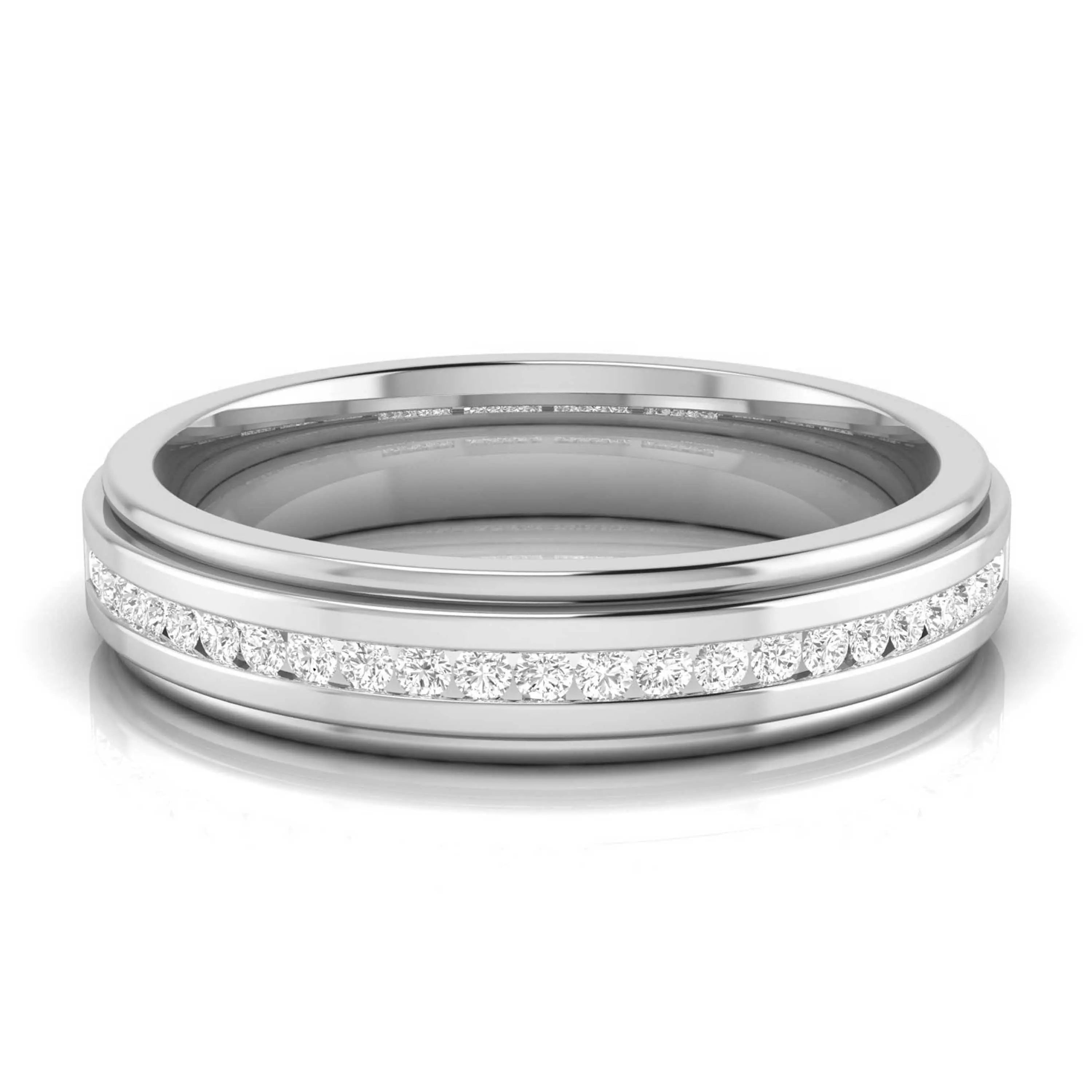 Designer Half Eternity & Plain Platinum Couple Rings JL PT 524   Jewelove.US