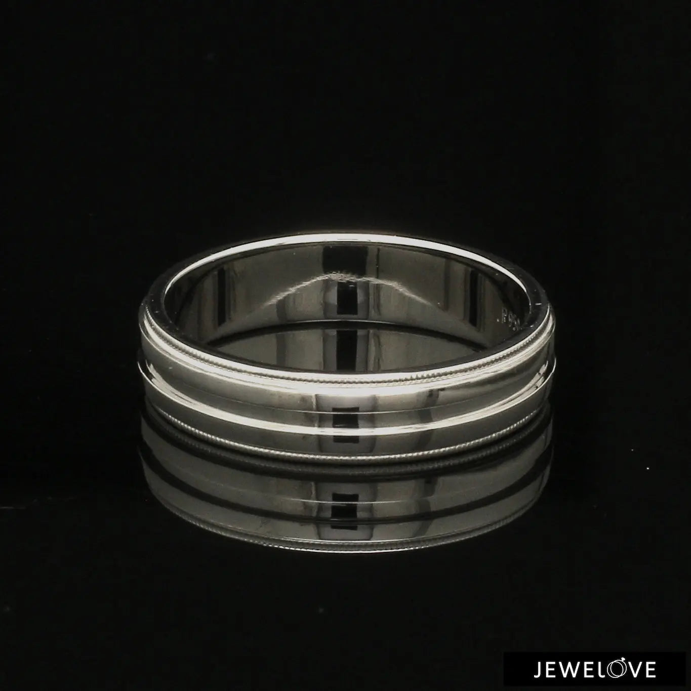 Designer Half Eternity & Plain Platinum Couple Rings JL PT 524   Jewelove.US