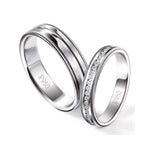 Load image into Gallery viewer, Designer Half Eternity &amp; Plain Platinum Couple Rings JL PT 524  Both Jewelove.US
