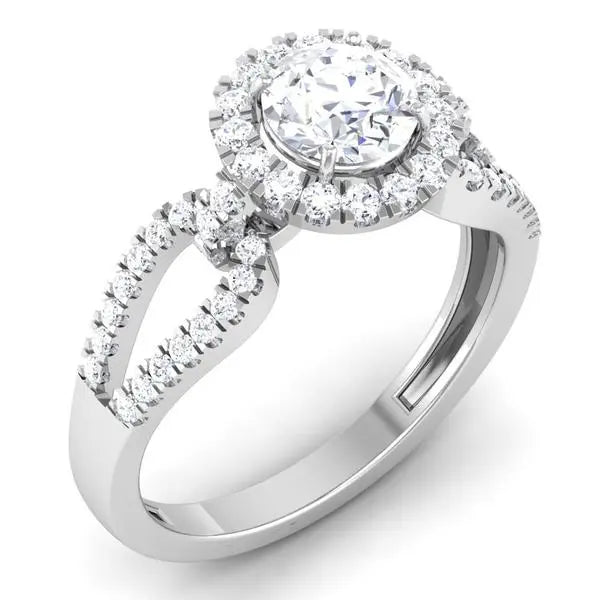 Designer Halo Solitaire Engagement Ring in Platinum JL PT 514   Jewelove.US