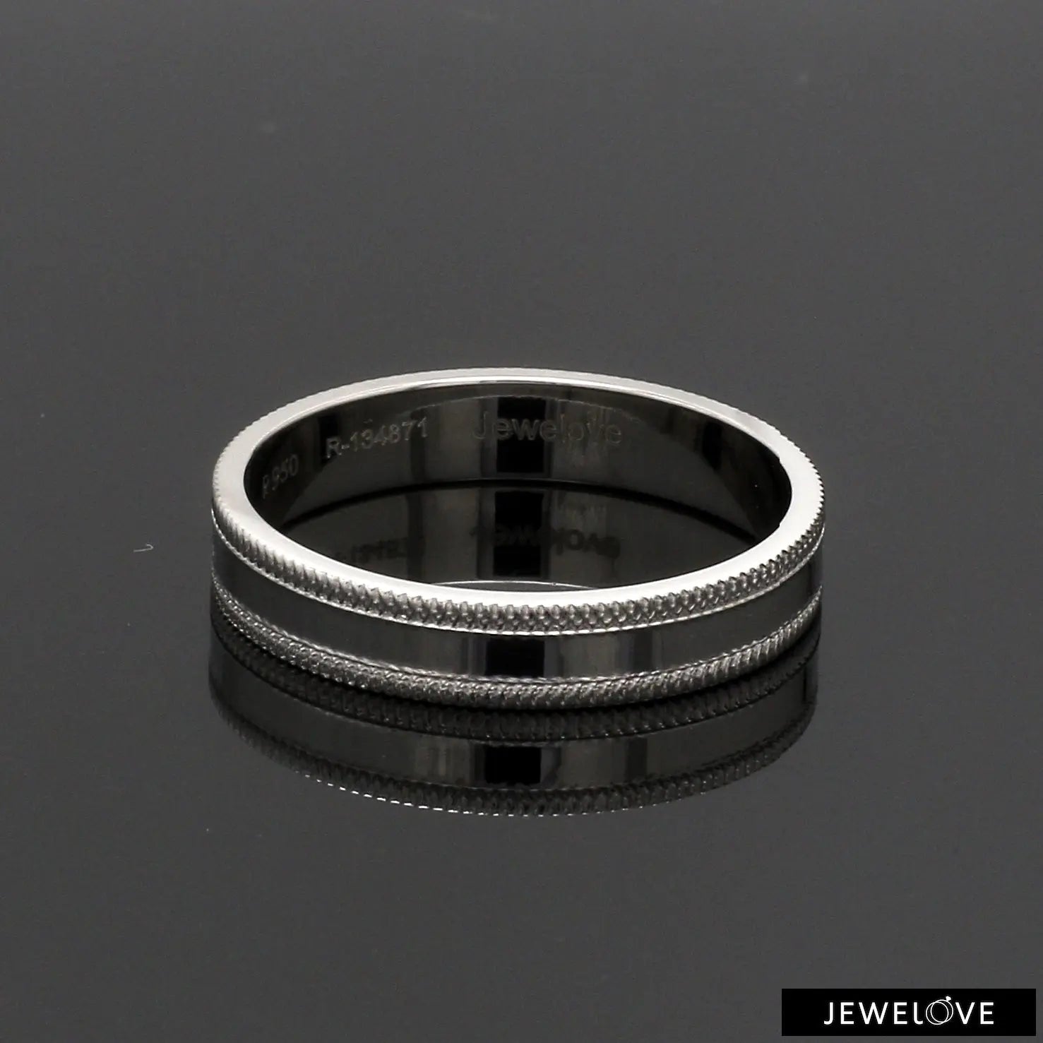 Designer Milgrain Plain Platinum Wedding Band with Matte Finish JL PT 310   Jewelove