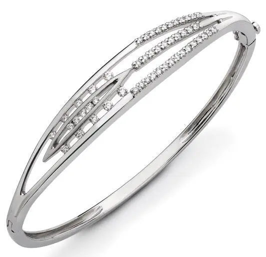 Designer Oval Platinum Bracelet with Diamonds SJ PTB 109   Jewelove