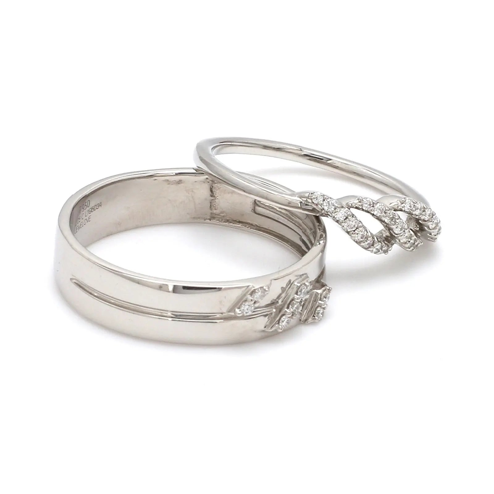Designer Platinum Couple Rings with Diamonds JL PT 452   Jewelove