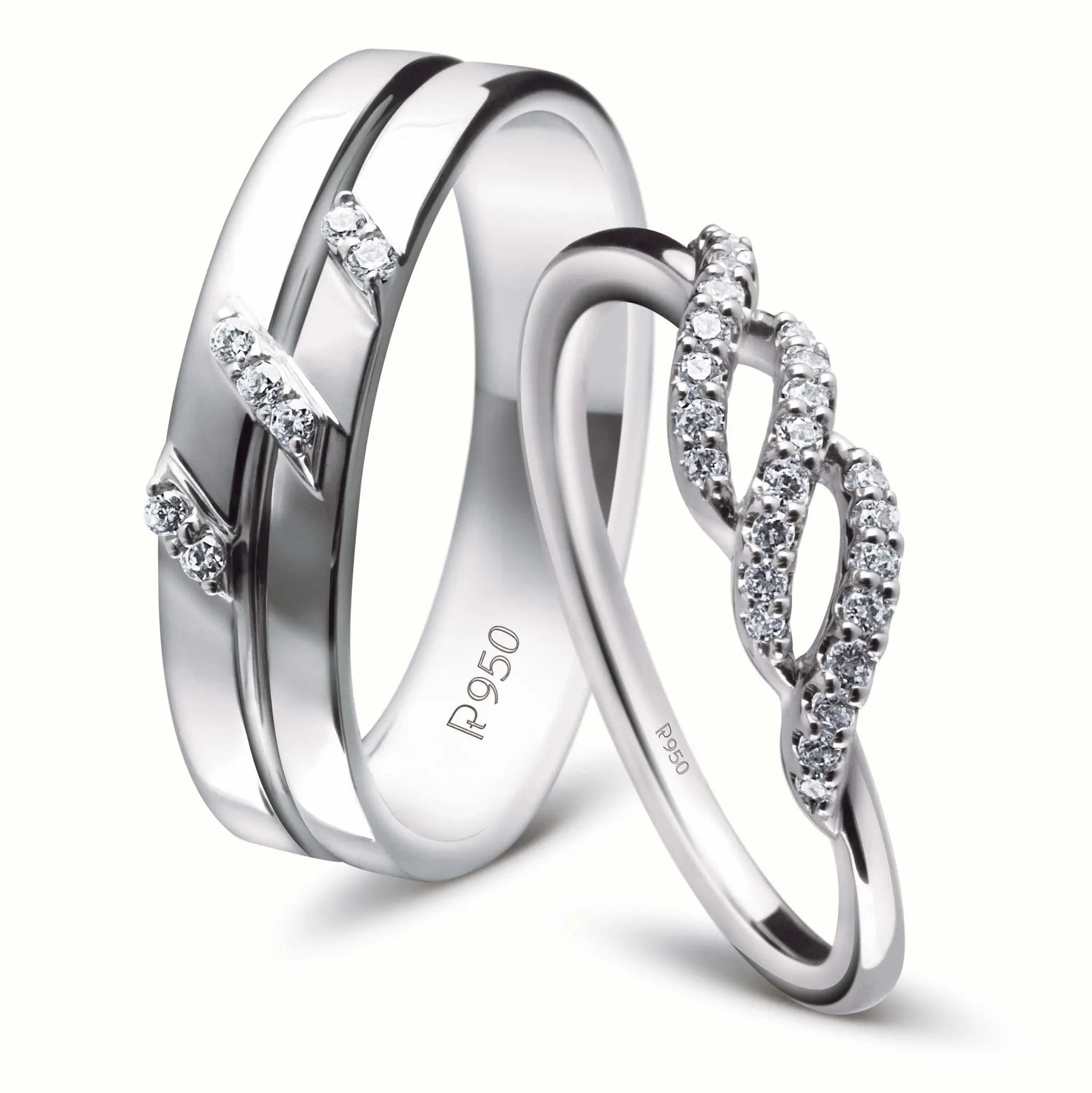 Designer Platinum Couple Rings with Diamonds JL PT 452  Both-VVS-GH Jewelove