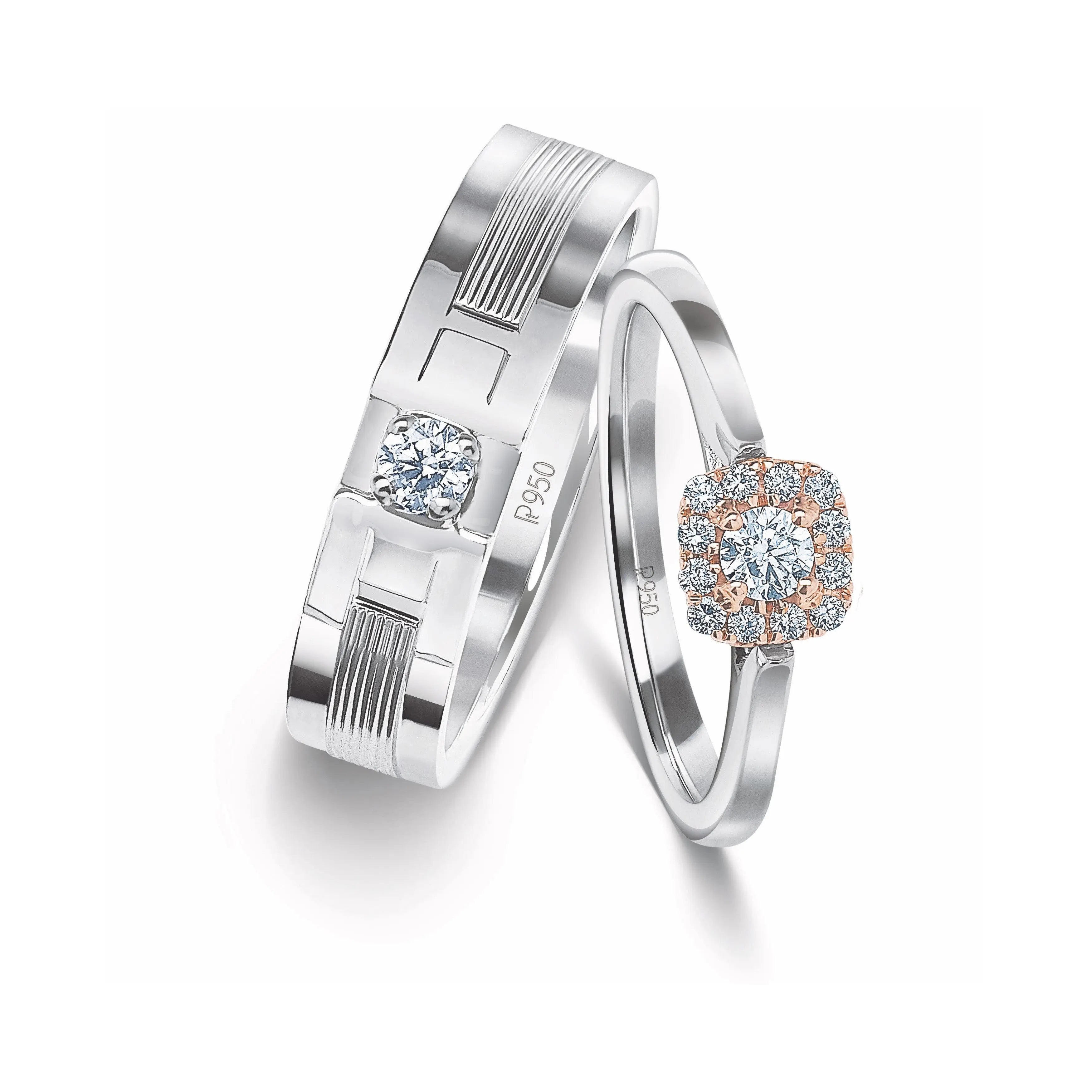 Designer Platinum & Rose Gold Couple Rings JL PT 1129 – Jewelove.US