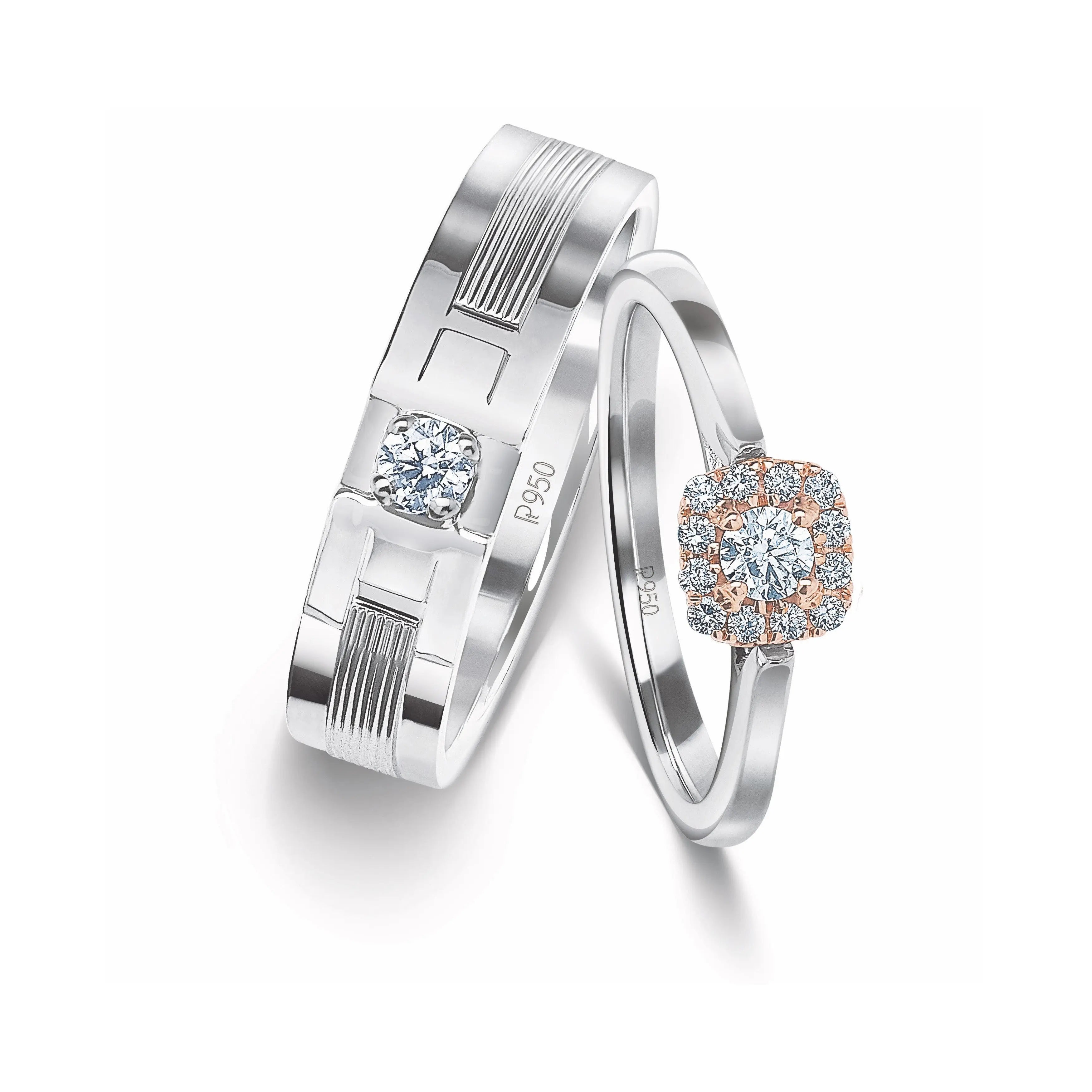 Designer Platinum Couple Rings with Diamonds JL PT 920  Both Jewelove.US