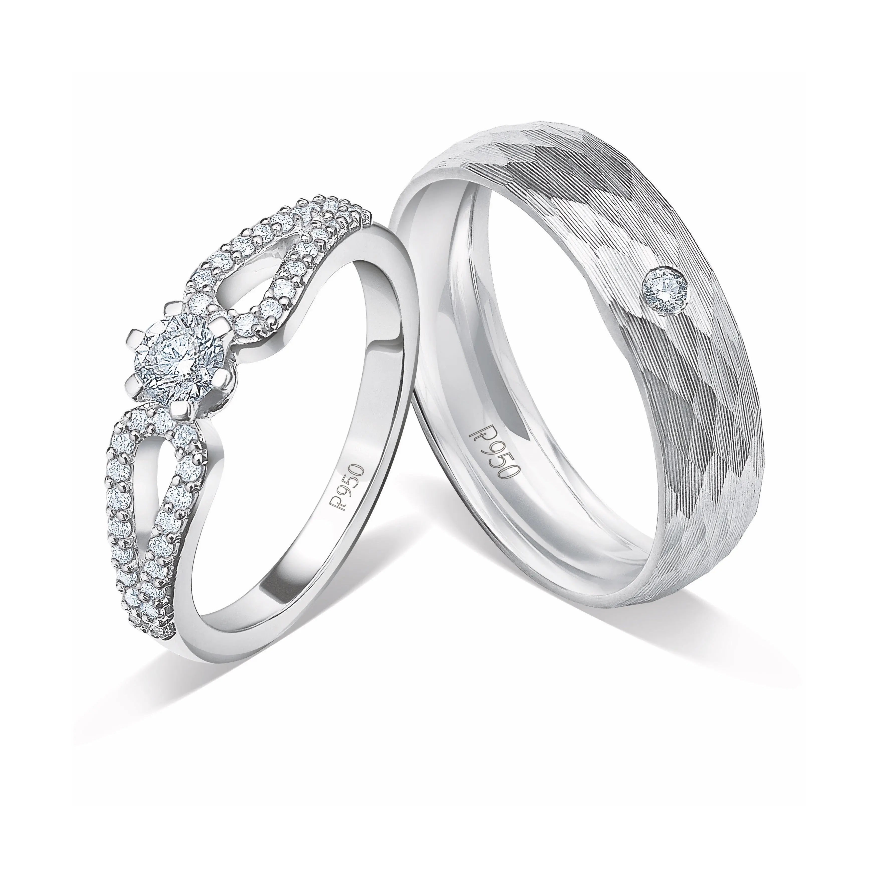 Designer Platinum Couple Rings with Diamonds JL PT 921