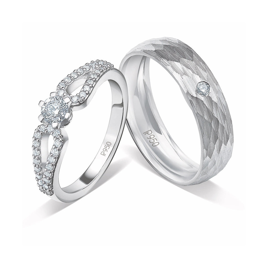 Designer Platinum Couple Rings with Diamonds JL PT 921   Jewelove.US