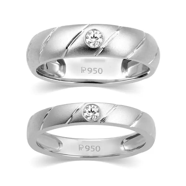 Designer Platinum Couple Rings with Single Diamonds JL PT 338   Jewelove.US