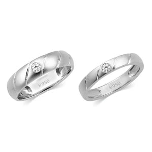 Designer Platinum Couple Rings with Single Diamonds JL PT 338   Jewelove.US