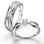 Load image into Gallery viewer, Designer Platinum Couple Rings with Single Diamonds JL PT 525  Both Jewelove.US
