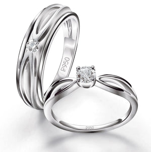 Designer Platinum Couple Rings with Single Diamonds JL PT 525  Both Jewelove.US