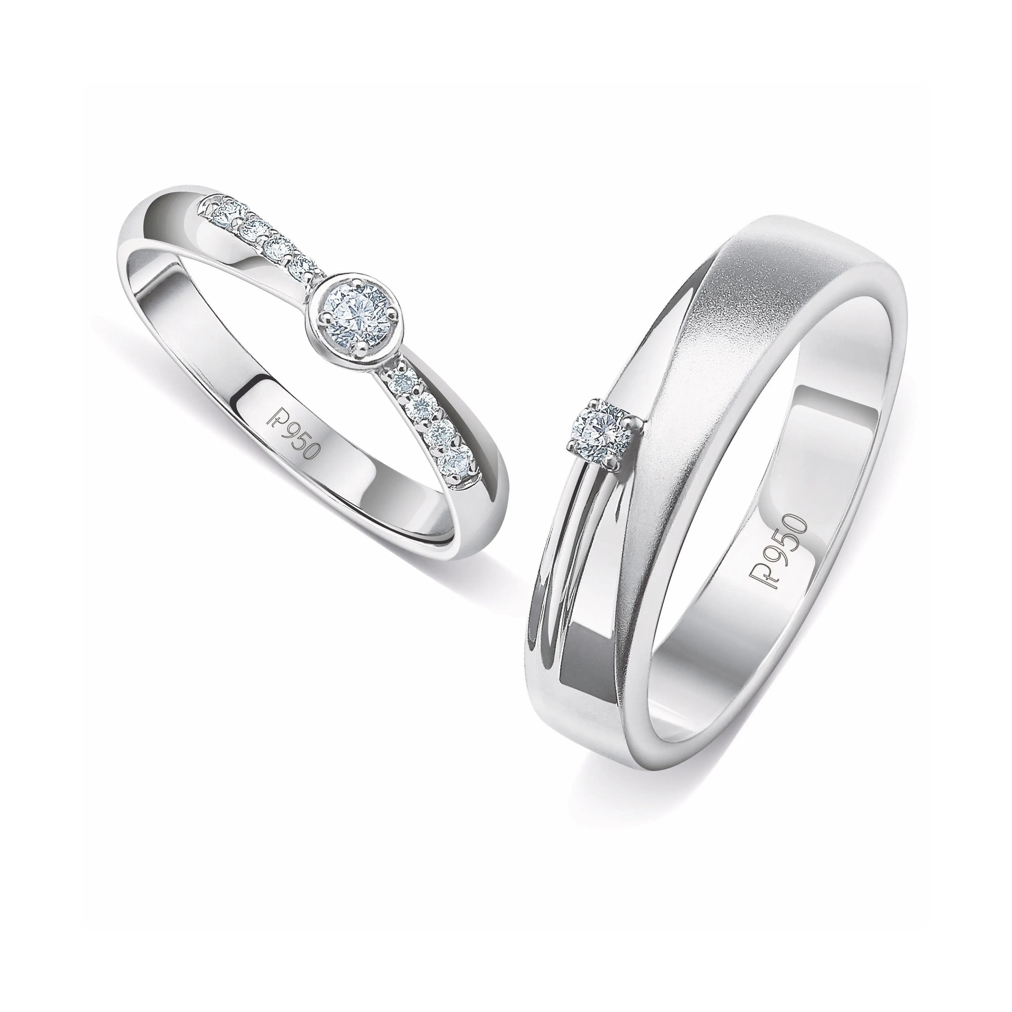 Designer Platinum Diamond Couple Rings JL PT 915   Jewelove.US
