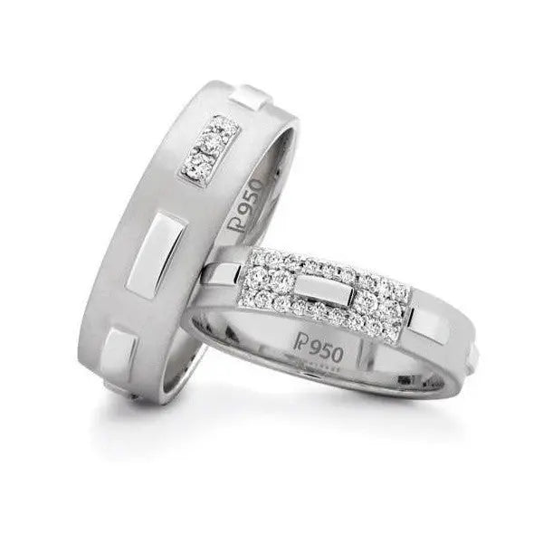 Designer Platinum Love Bands with Diamonds JL PT 121  Both Jewelove