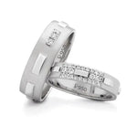 Load image into Gallery viewer, Designer Platinum Love Bands with Diamonds JL PT 121  Both Jewelove
