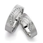 Load image into Gallery viewer, Designer Platinum Love Bands with Diamonds in a Curve JL PT 237  Both-VVS-GH Jewelove
