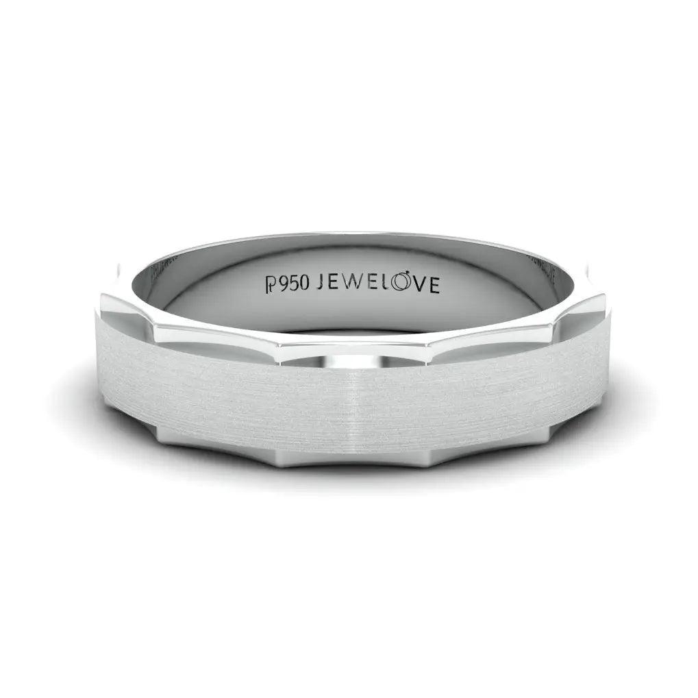 Designer Platinum Ring for Men with Cut Edges JL PT 682   Jewelove.US