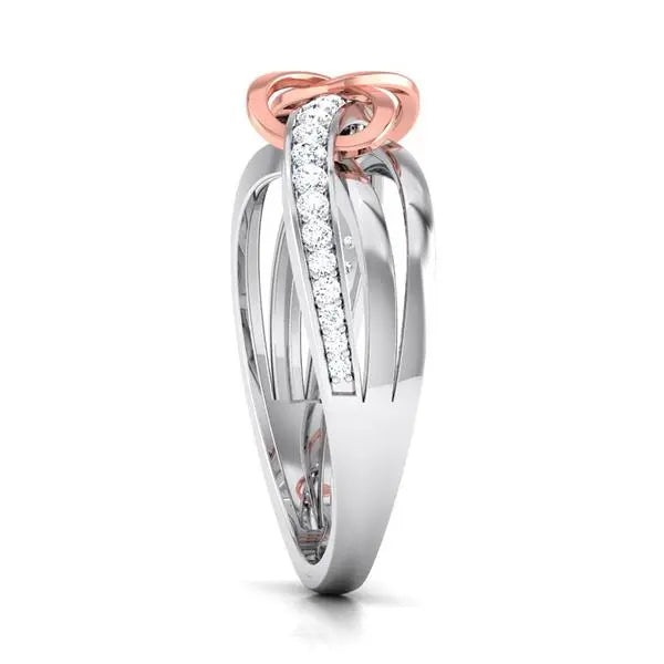 Designer Platinum Ring with Diamonds with A Touch of Rose Gold Polish JL PT 566   Jewelove.US