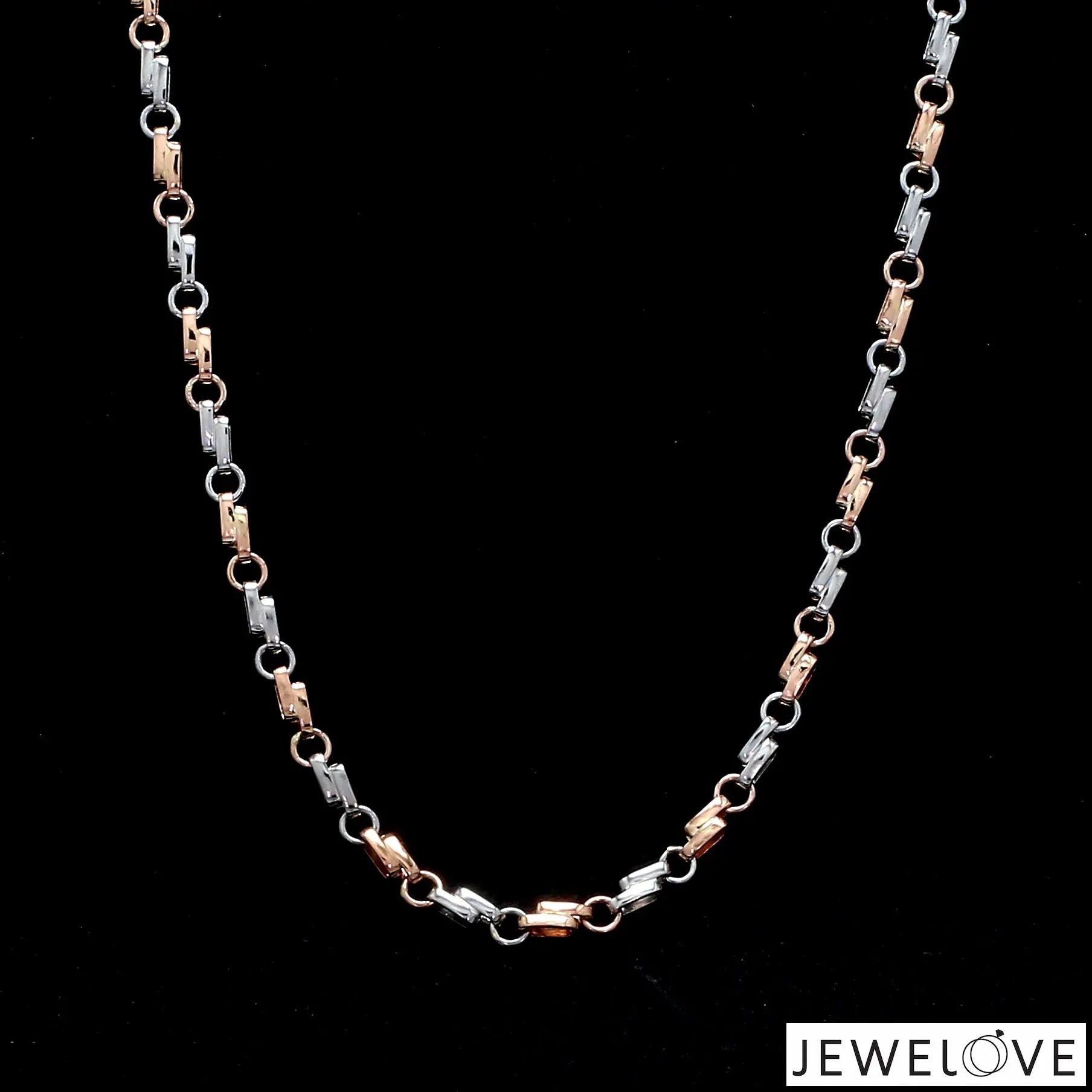 Designer Platinum Rose Gold Chain with Alternate Links JL PT CH 782   Jewelove.US