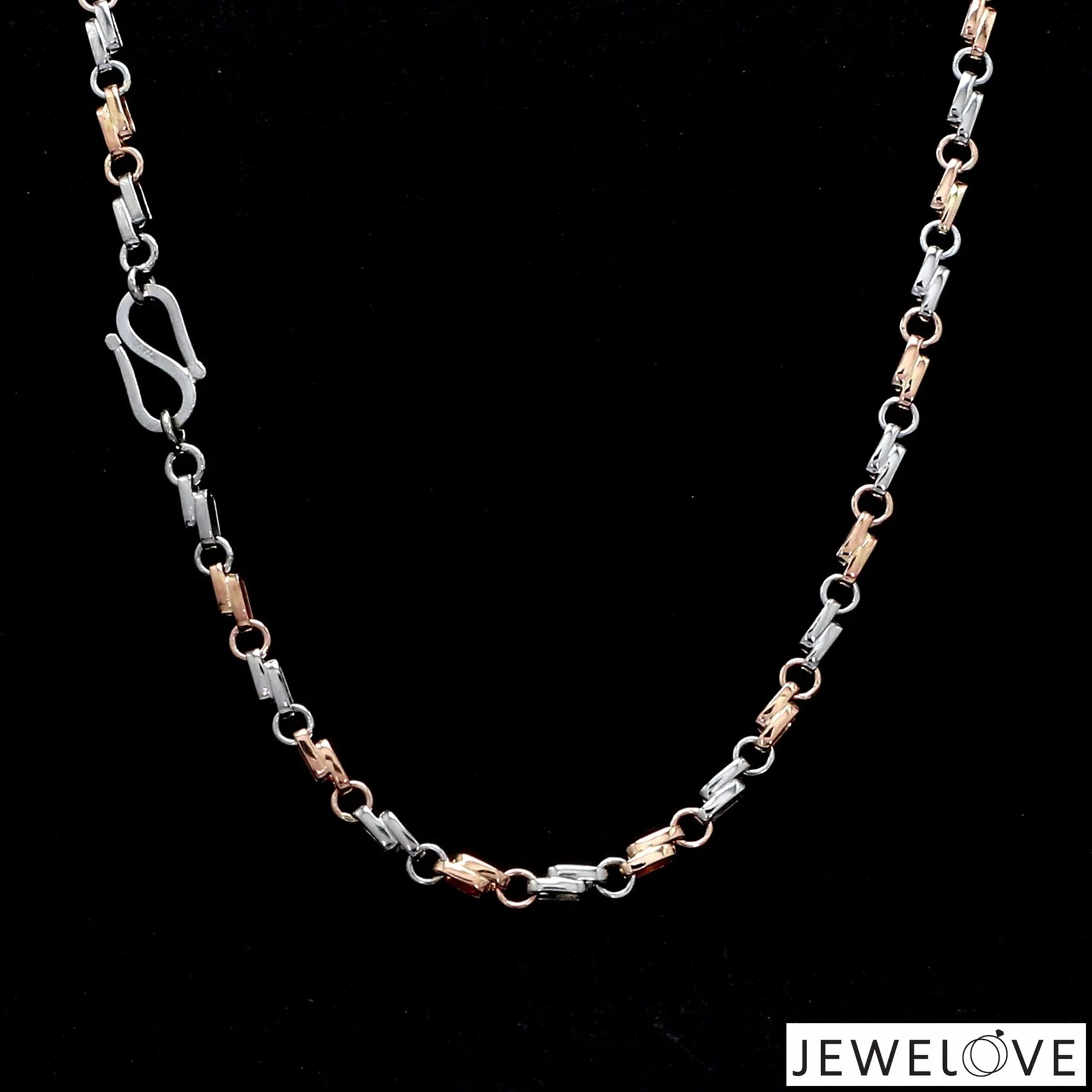 Designer Platinum Rose Gold Chain with Alternate Links JL PT CH 782   Jewelove.US