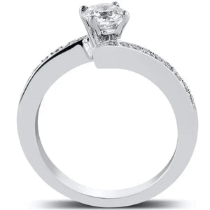 Designer Platinum Solitaire Engagement Ring with Curvy Shank with Diamonds JL PT 562   Jewelove.US