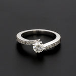 Load image into Gallery viewer, Designer Platinum Solitaire Engagement Ring with Curvy Shank with Diamonds JL PT 562   Jewelove.US
