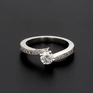 Designer Platinum Solitaire Engagement Ring with Curvy Shank with Diamonds JL PT 562   Jewelove.US