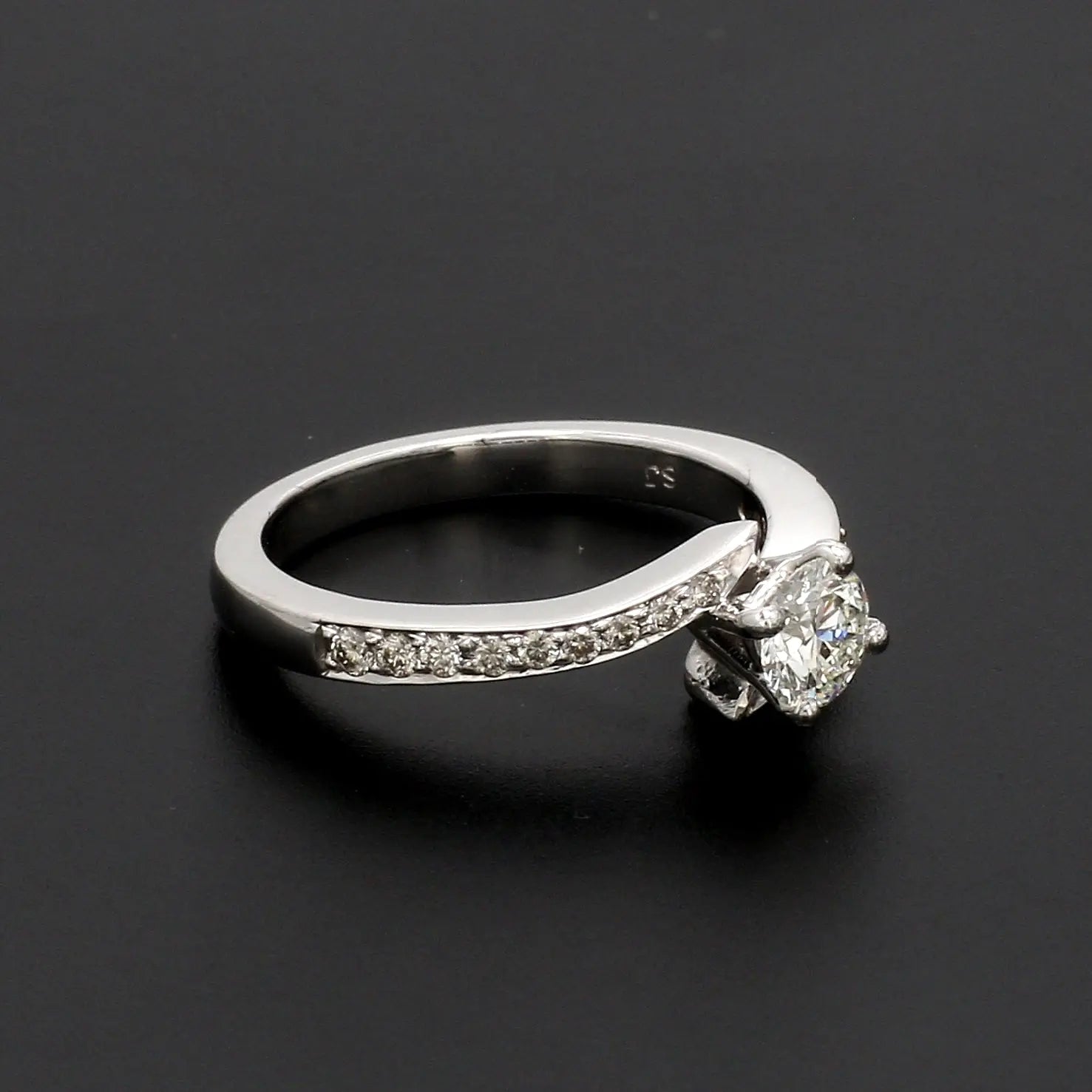 Designer Platinum Solitaire Engagement Ring with Curvy Shank with Diamonds JL PT 562   Jewelove.US