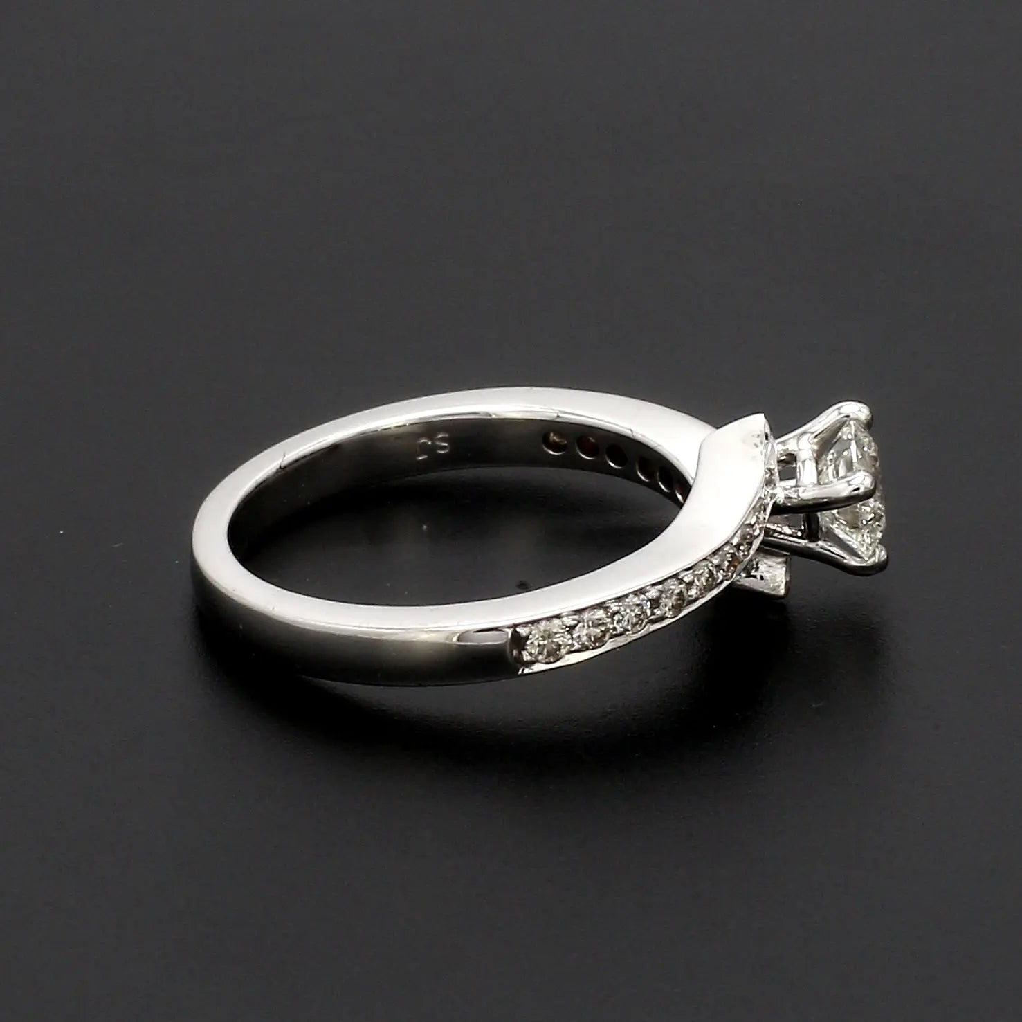 Designer Platinum Solitaire Engagement Ring with Curvy Shank with Diamonds JL PT 562   Jewelove.US