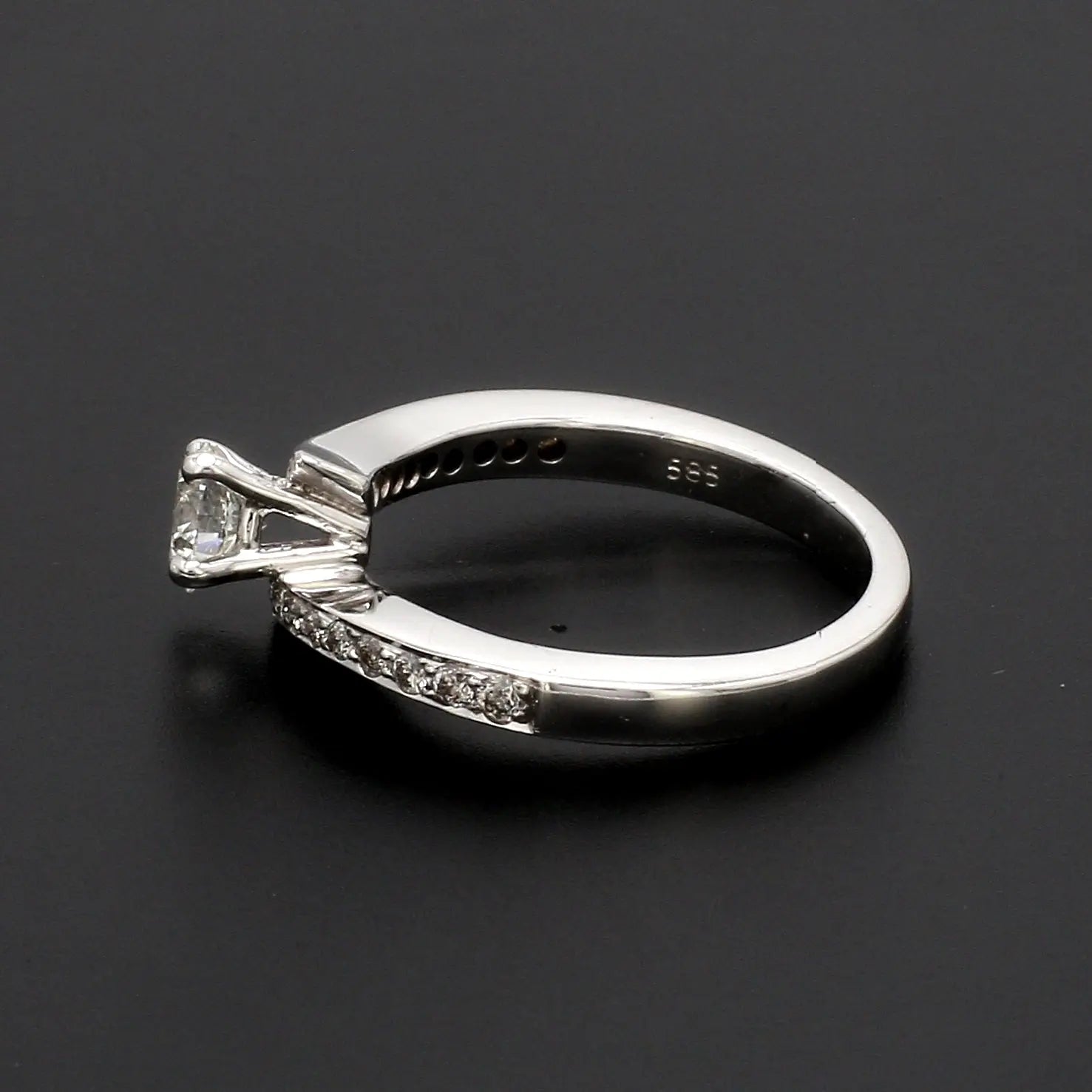 Designer Platinum Solitaire Engagement Ring with Curvy Shank with Diamonds JL PT 562   Jewelove.US