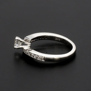 Designer Platinum Solitaire Engagement Ring with Curvy Shank with Diamonds JL PT 562   Jewelove.US