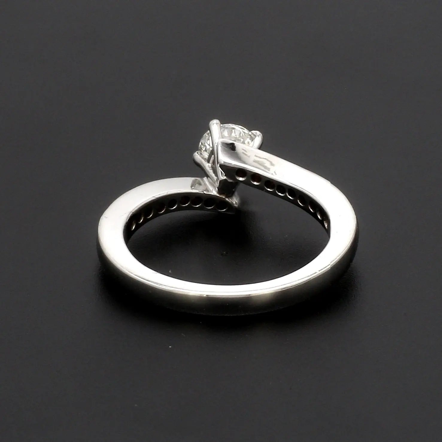 Designer Platinum Solitaire Engagement Ring with Curvy Shank with Diamonds JL PT 562   Jewelove.US