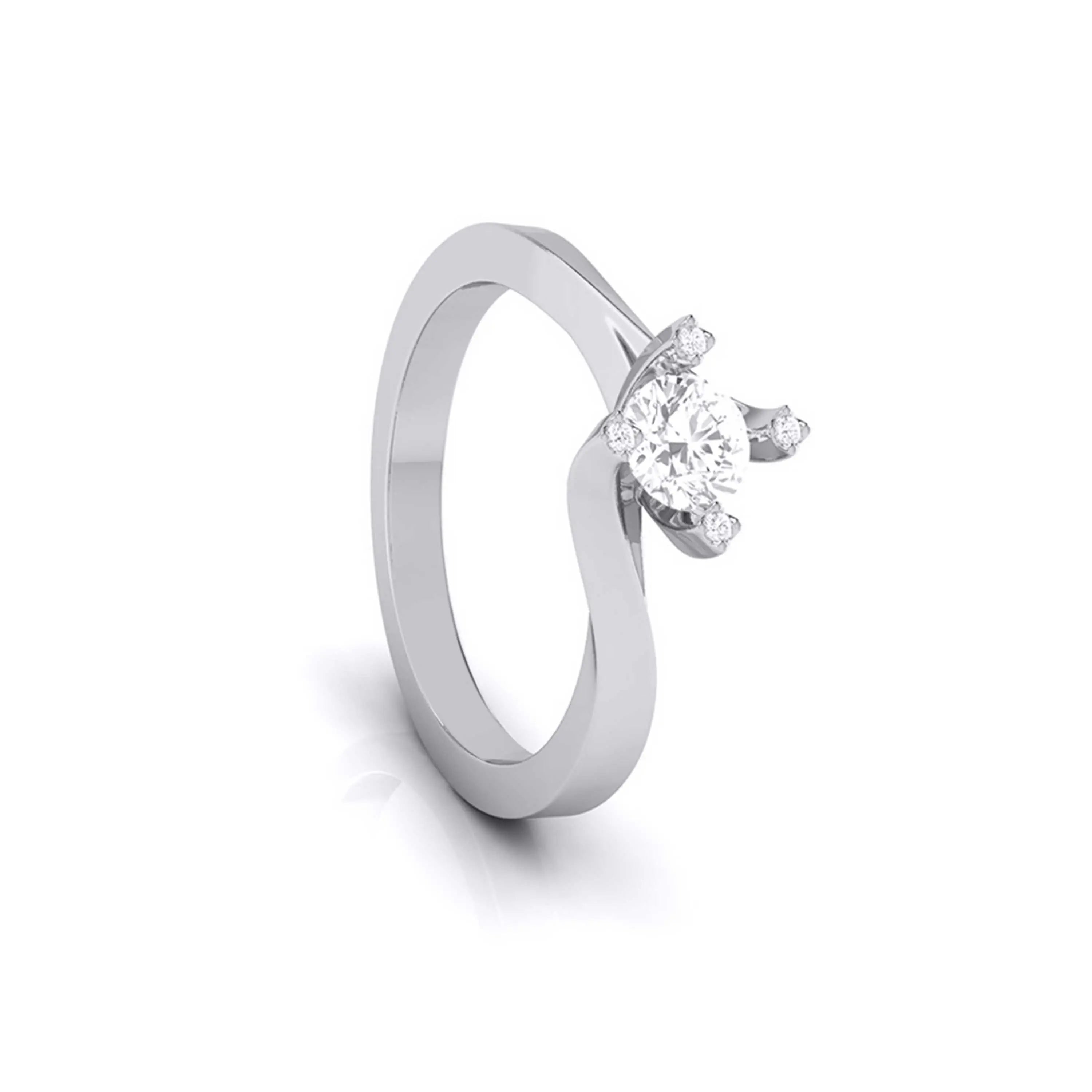 Designer Platinum Solitaire Engagement Ring with Diamond Studded Prongs JL PT G-122   Jewelove.US