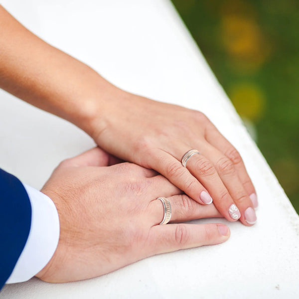 Gold Fingerprint Engraved Rings for Couples