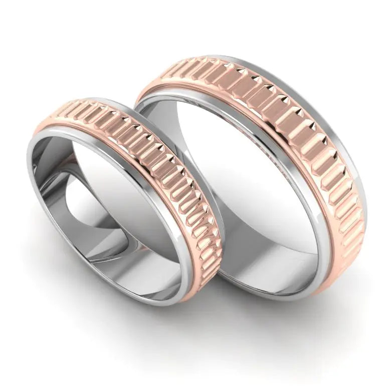 Designer Platinum & Rose Gold Couple Rings JL PT 638   Jewelove.US