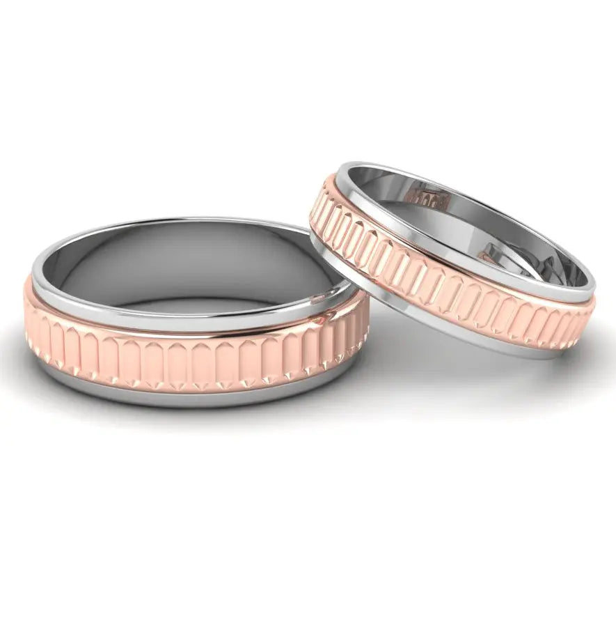 Designer Platinum & Rose Gold Couple Rings JL PT 638  Both Jewelove.US