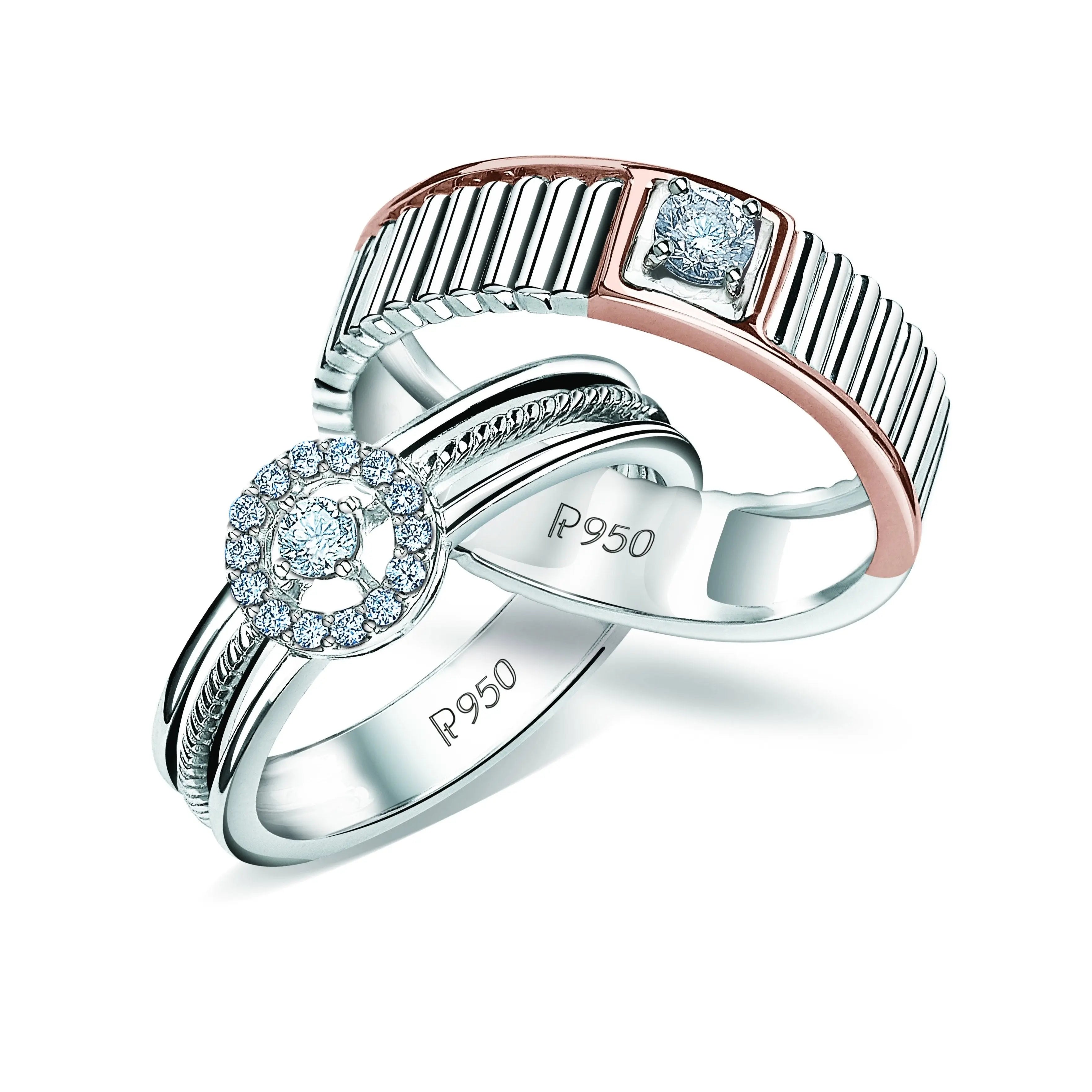 Designer Platinum & Rose Gold Couple Rings with Diamonds JL PT 937  Both Jewelove.US