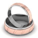 Load image into Gallery viewer, Designer Platinum &amp; Rose Gold Couple Rings with Slanting Grooves JL PT 639   Jewelove.US
