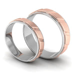 Load image into Gallery viewer, Designer Platinum &amp; Rose Gold Couple Rings with Slanting Grooves JL PT 639   Jewelove.US
