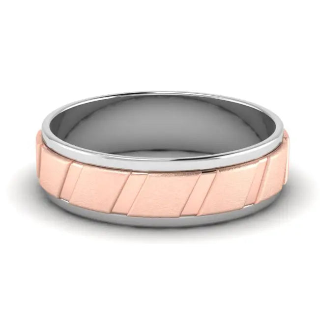 Designer Platinum & Rose Gold Couple Rings with Slanting Grooves JL PT 639  Men-s-Ring-only Jewelove.US
