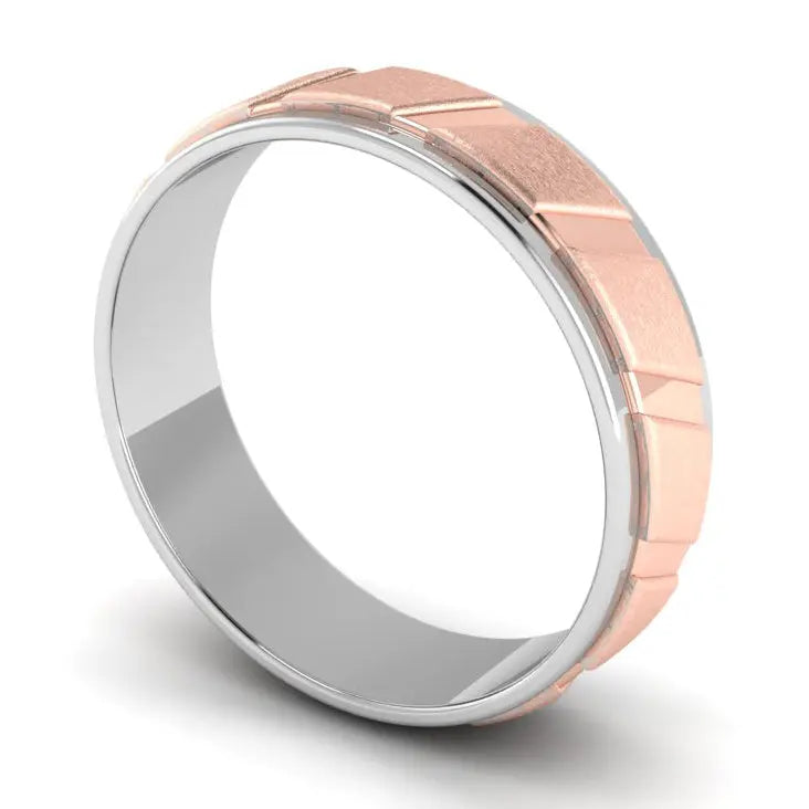 Designer Platinum & Rose Gold Couple Rings with Slanting Grooves JL PT 639  Women-s-Ring-only Jewelove.US