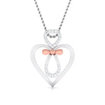 Load image into Gallery viewer, Designer Platinum and Rose Gold Double Heart Bow Pendant with Diamonds JL PT P 8082   Jewelove.US
