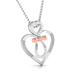 Load image into Gallery viewer, Designer Platinum and Rose Gold Double Heart Bow Pendant with Diamonds JL PT P 8082   Jewelove.US
