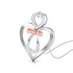 Load image into Gallery viewer, Designer Platinum and Rose Gold Double Heart Bow Pendant with Diamonds JL PT P 8082   Jewelove.US
