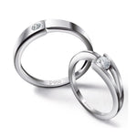Load image into Gallery viewer, Designer Single Diamond Platinum Couple Rings JL PT 613  Both Jewelove.US
