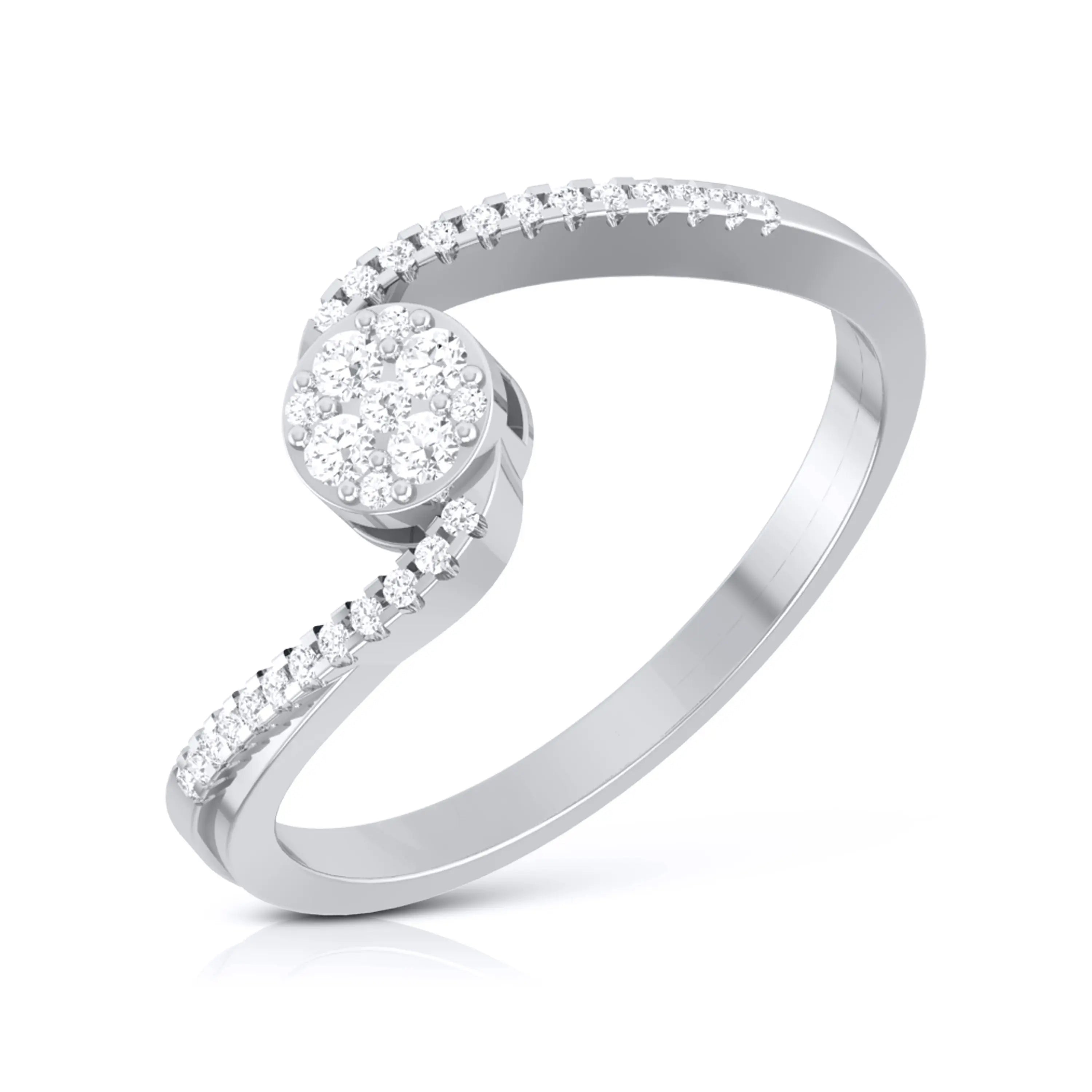 Designer Solitaire-Look Pressure Setting Platinum Ring for Women JL PT LR 83  VVS-GH Jewelove