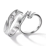 Load image into Gallery viewer, Designer Solitaire Platinum Couple Rings JL PT 583  Both Jewelove.US
